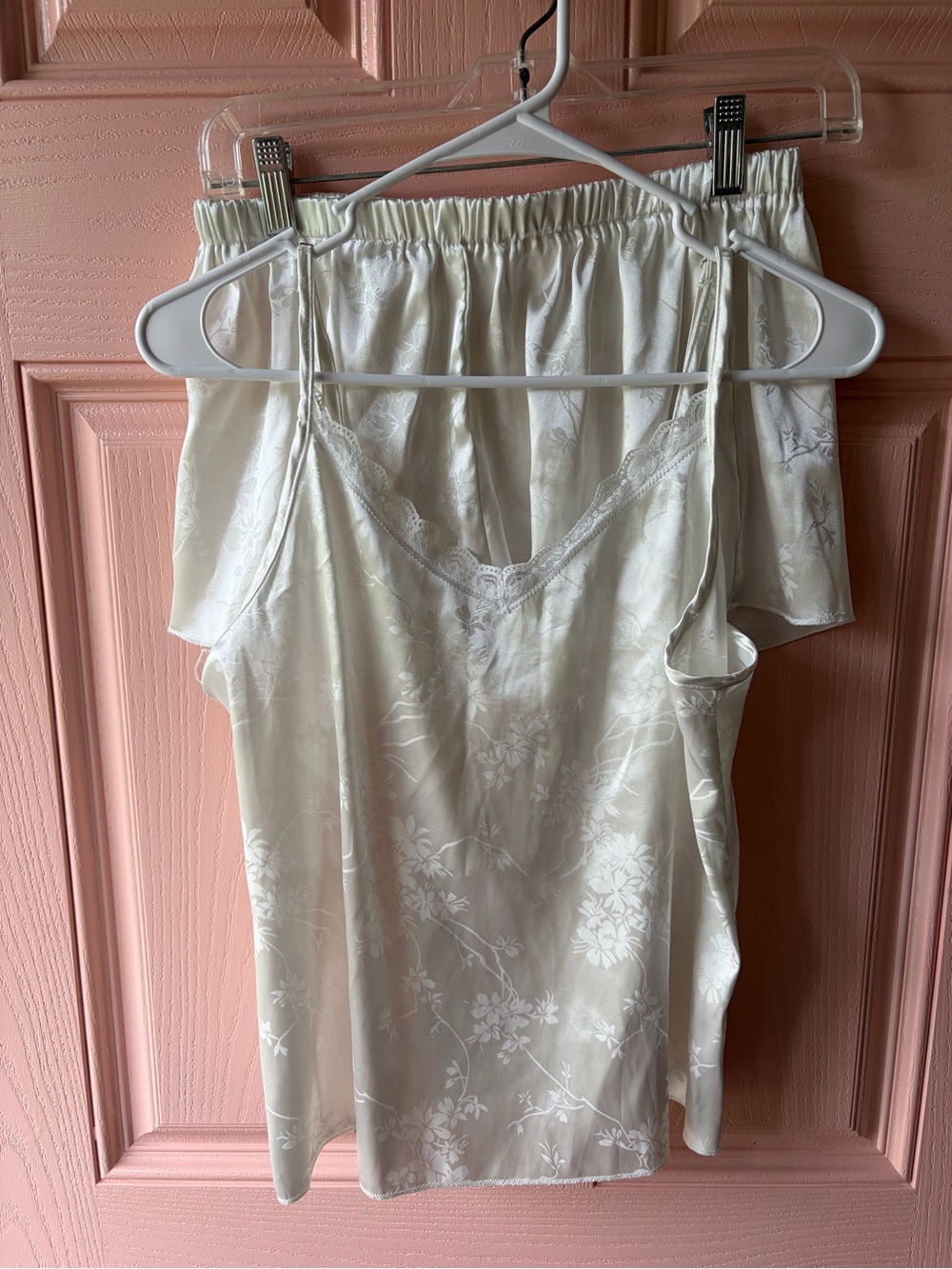 Vintage Ivory Floral Lace-Trim Chemise